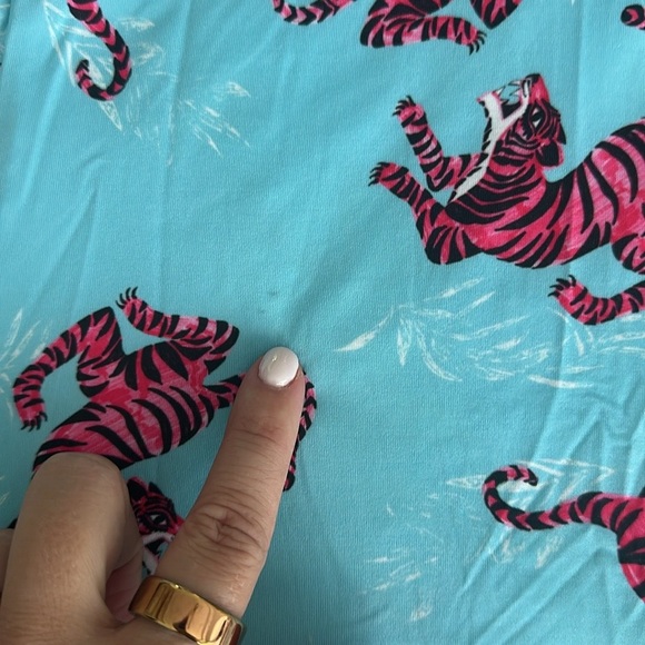 Bad Birdie Men’s Tourqouis Blue Polo with Pink Tigers Size Medium - Picture 5 of 8